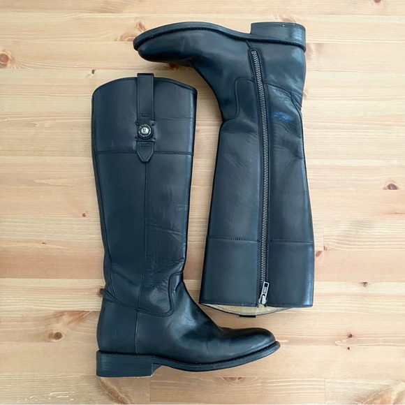 Frye Jayden Button Melissa Tall Black Leather High Riding Boots 6B Style 3475095 - Picture 1 of 15